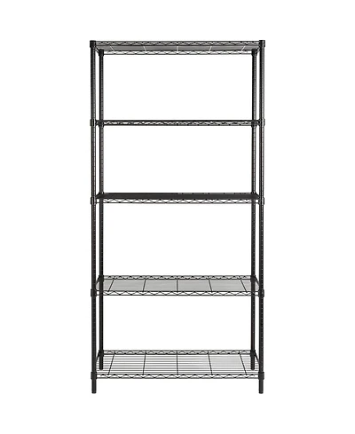 Honey-Can-Do 5-Tier Shelving Storage Rack Organizer, 350lb Shelf Capacity, Black