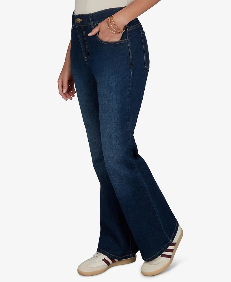 Ruby Rd. Petite Flare Mid-Rise Cotton-Blend Denim Jeans