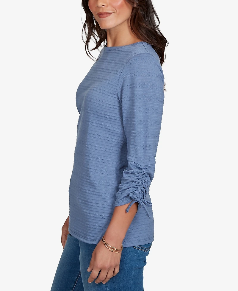Ruby Rd. Petite Ottoman 3/4-Sleeve Boat Neck Top