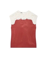 Mint Velvet Women's Satin Lace Cap-Sleeve Top