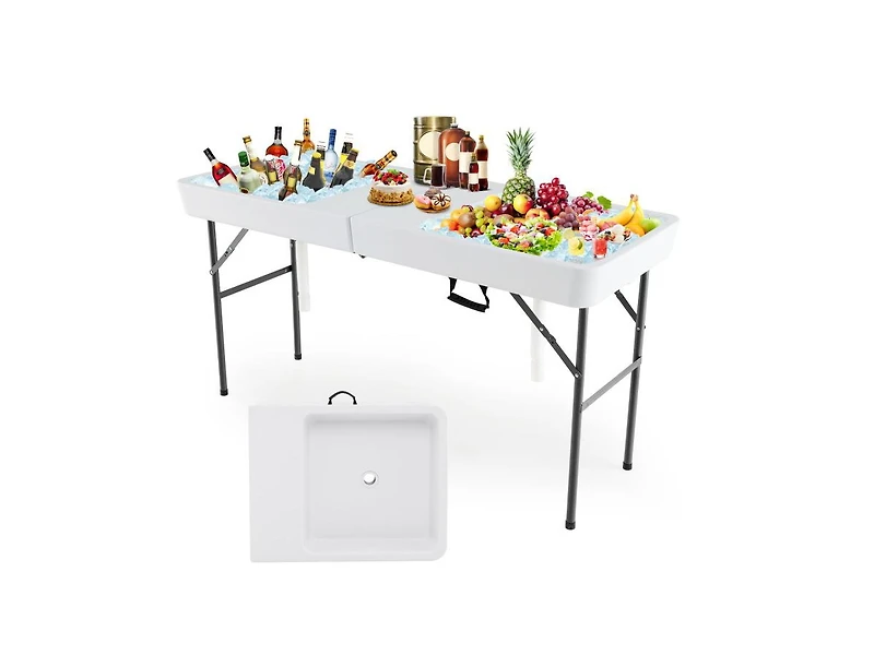Boyel Living 5 Ft Folding Ice Cooler Table with Double Sinks for Camping Party Picnic Wedding