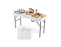 Boyel Living 5 Ft Folding Ice Cooler Table with Double Sinks for Camping Party Picnic Wedding