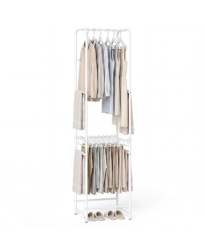Sugift Slim Freestanding Coat Rack with 8 Hanging Rods and 10 Pants Hangers Vertical Garment Organizer