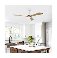 Sofucor 52-in White Modern Led Ceiling Fan with Lights and Remote Control Included 3-Blade