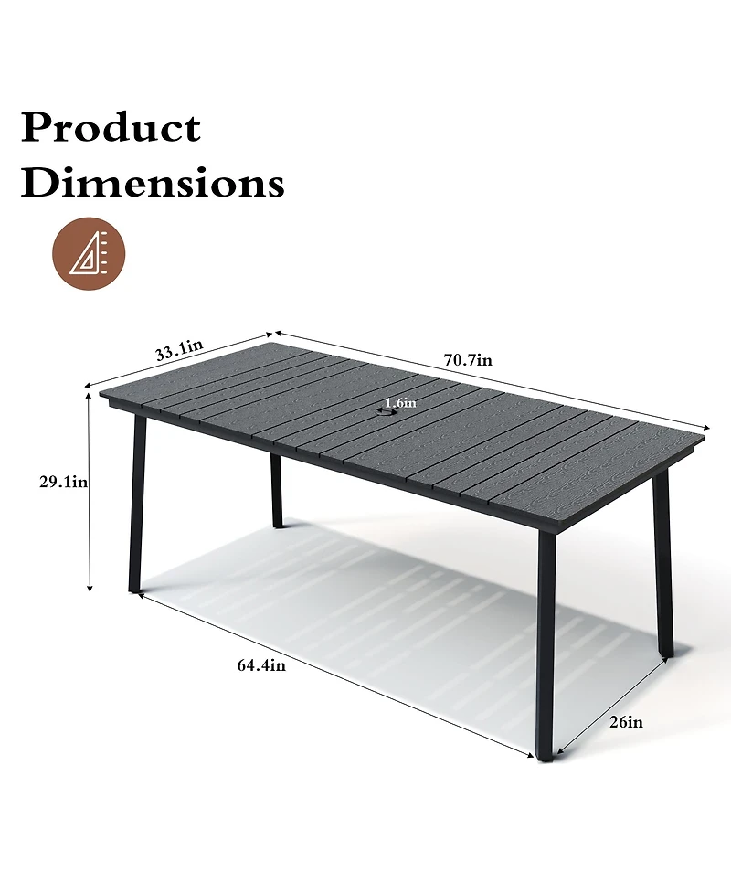 Pellebant Outdoor Patio Rectangle Dining Table with Umbrella Hole