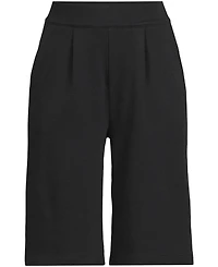 Lands' End Women's Sport Knit High Rise Pleated 12 Inch Bermuda Shorts