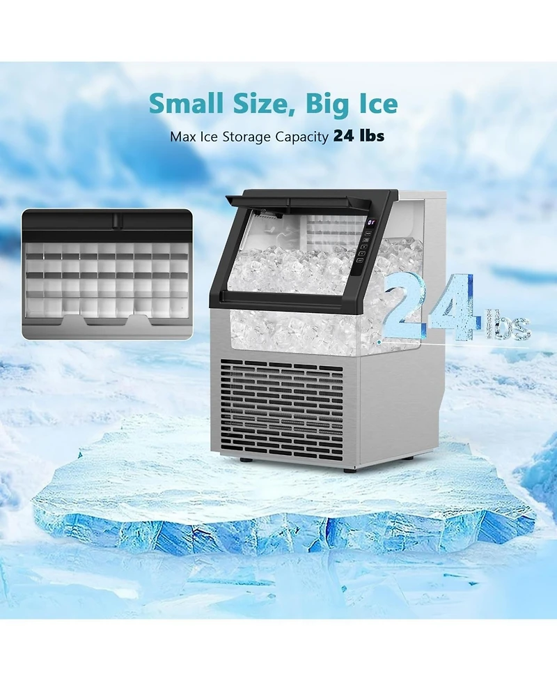 Cowsar Commercial Ice Maker 80 Lbs Per Day 24 Lbs Storage