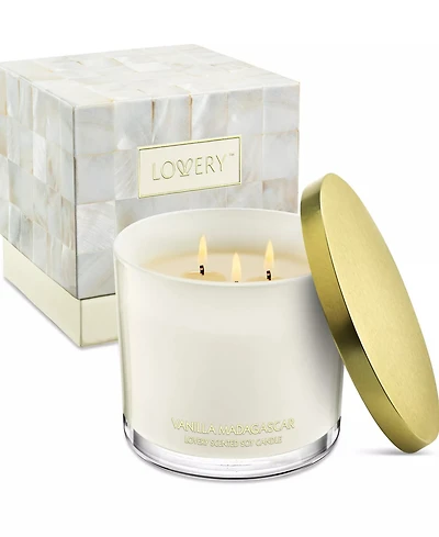 Lovery Special Edition Vanilla Madagascar Soy Candle Gift Set, 13oz