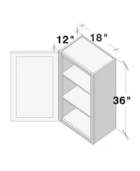 Boyel Living 18"x36" Standard Wall Cabinet 1 Door 2 Shelves, Ready to Assemble Kitchen with Solid Wood Frame, Soft-Close Slides and Hinge