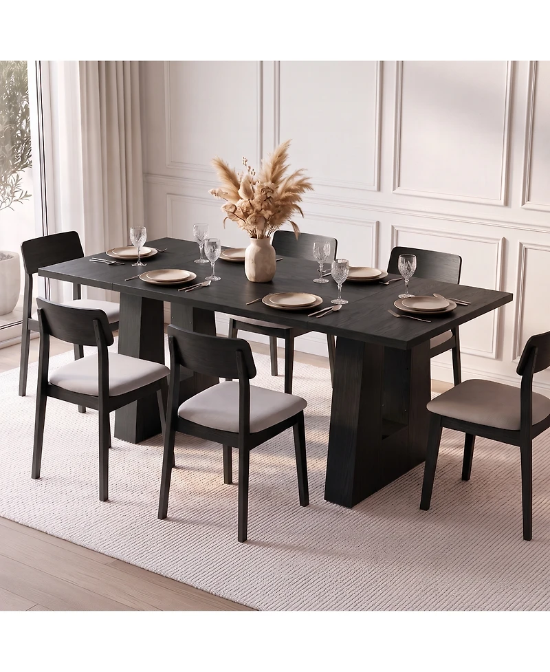 gaomon Dining Table for 4-6 People, Modern Kitchen Table, Mid-Century with Leg Base, Wood Room Easy Assembly