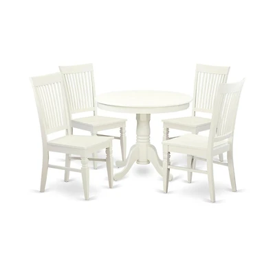 East West Furniture 5 Piece set with a Table and 4 Wood Dinette Chairs