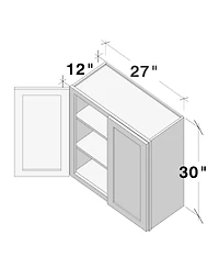 Boyel Living 27"x30" Standard Wall Cabinet 2 Door Shelves, Ready to Assemble Kitchen with Solid Wood Frame, Soft-Close Slides and Hinge
