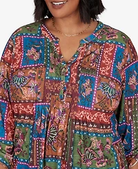 Ruby Rd. Plus Tapestry Floral 3/4-Sleeve Blouse