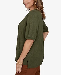 Ruby Rd. Plus Rosette Floral Side-Slit T-Shirt