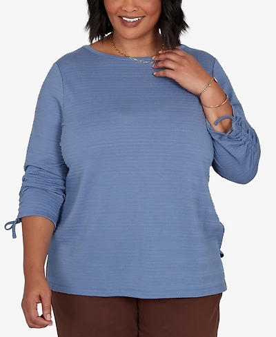Ruby Rd. Plus Ottoman Boat Neck 3/4-Sleeve Top