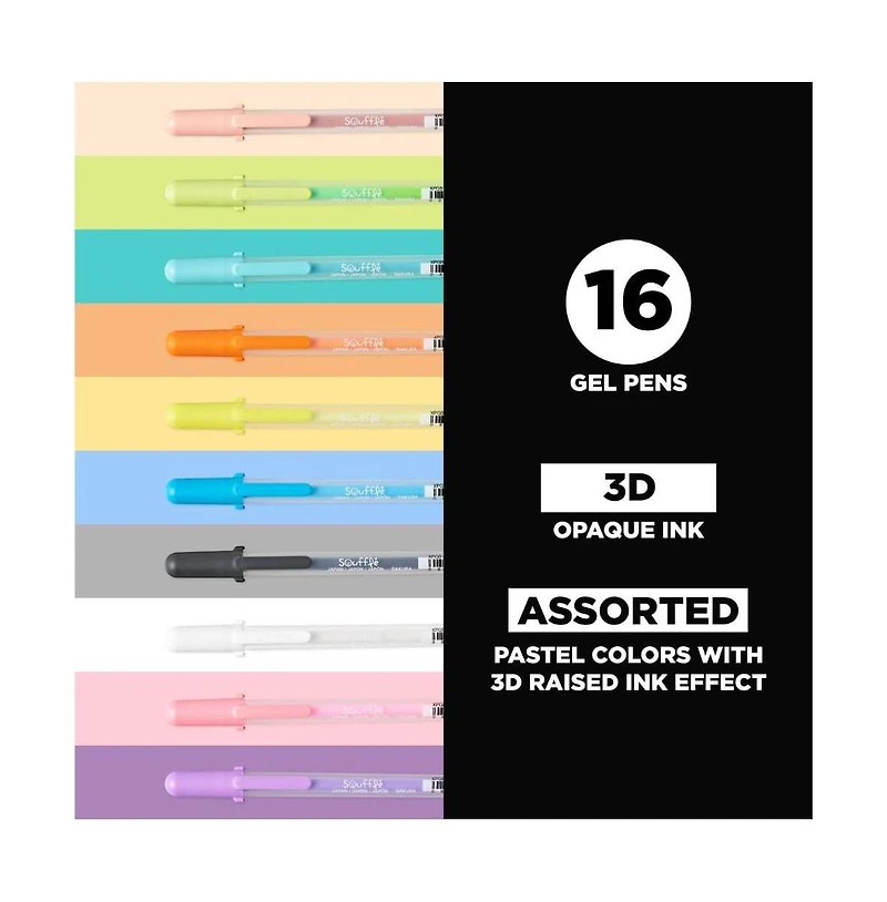 Sakura 16-Piece Souffle Cube Collection 3-d Opaque Ink Pen Set