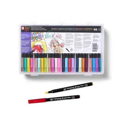 Sakura Koi Sakura Brush Pen Set, Multicolor, 48-Piece