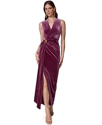 Donna Karan New York Women's Sleeveless Velvet Faux-Wrap Maxi Dress