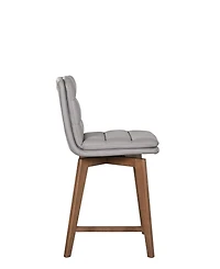 Porter Designs Castor Genuine Leather Counter Chair, Gray