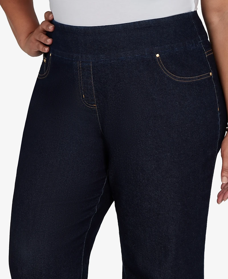 Ruby Rd. Plus Pull-On Wide-Leg Embroidered Jeans