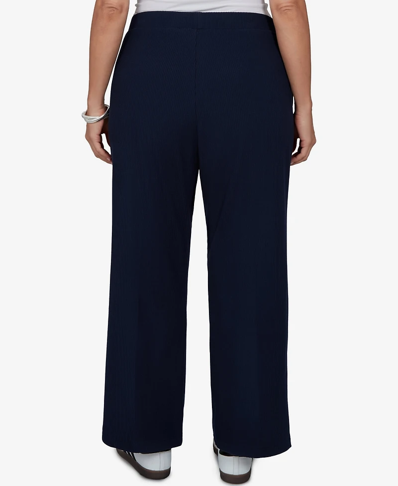 Ruby Rd. Plus Wide-Leg Pull-On Ribbed Pants
