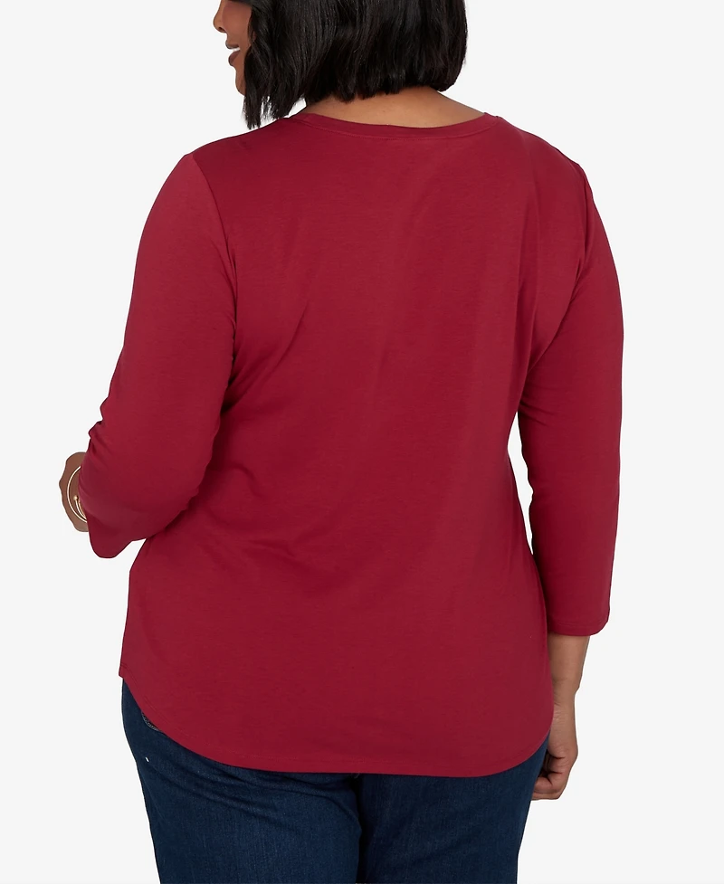 Ruby Rd. Plus Pawsitive Boat Neck 3/4-Sleeve Graphic T-Shirt