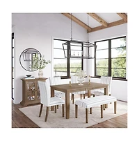 Jofran Eastern Tides Coastal Wire-Brushed Wood 46" Upholstered Dining Bench