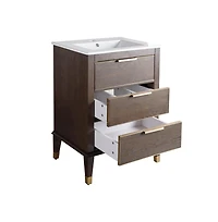 Swiss MadisonHugo 24" Freestanding Bathroom Vanity in Brown Oak with Sink Top