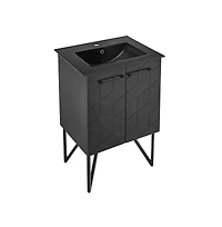 Swiss Madison Annecy 24 in. Phantom Black Bathroom Vanity With Black Ceramic Sink Top