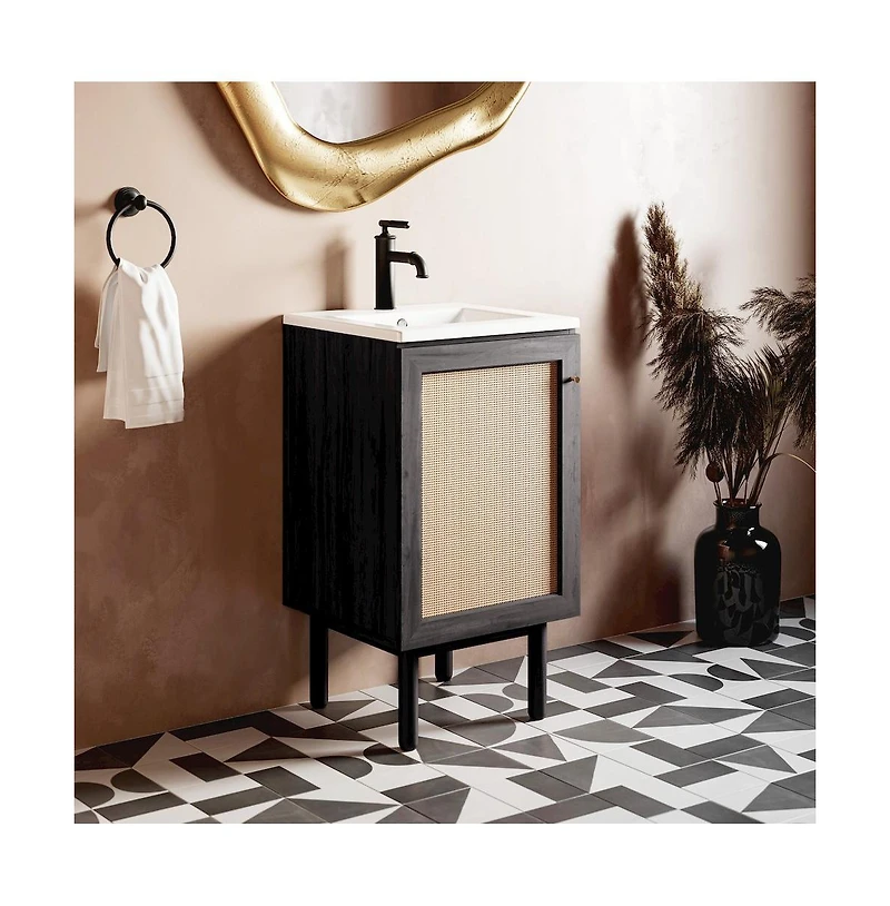 Swiss Madison Classe 18" Freestanding Bathroom Vanity in Black Oak with Sink Top