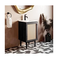 Swiss Madison Classe 18" Freestanding Bathroom Vanity in Black Oak with Sink Top