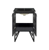 Swiss Madison Annecy 24 in. Black Walnut Bathroom Vanity With Black Ceramic Sink Top
