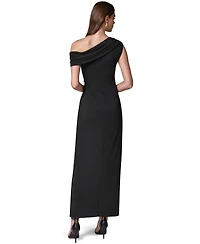 Donna Karan New York Women's Asymmetric Off-the-Shoulder Ruched Waist Maxi Dress