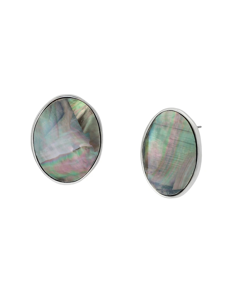 Robert Lee Morris Soho Black Lip Imitation Pearl Oval Button Earrings