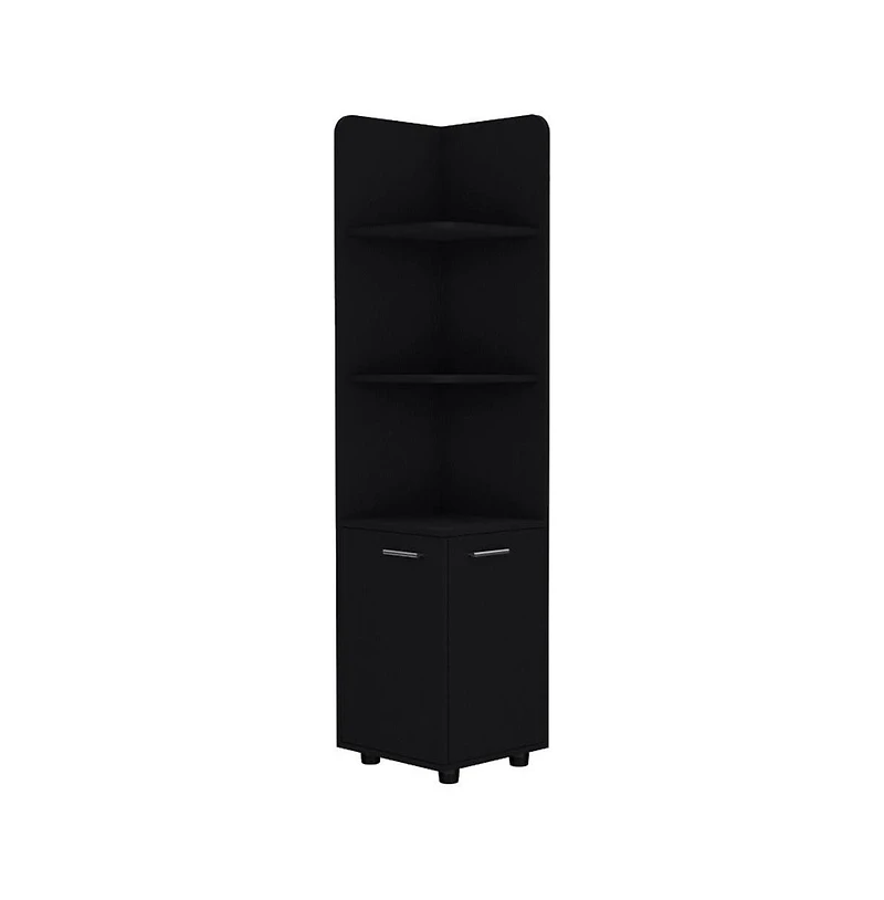 Tuhome Malibu Corner Linen Cabinet Black Mdf
