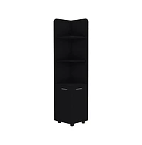 Tuhome Malibu Corner Linen Cabinet Black Mdf