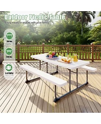 Skonyon 6ft Picnic Table with 2 Benches Heavy-Duty Table for 6-8 Person