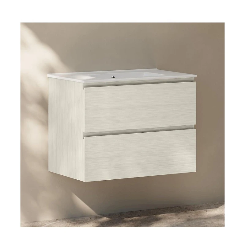 Swiss Madison Liberte 30" Wall-Mounted Bathroom Vanity in White Oak with Sink Top