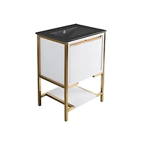Swiss Madison Marseille 24 in. White Bathroom Vanity With Black Ceramic Sink Top