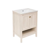 Swiss Madison Chateau 24" Freestanding Bathroom Vanity in White Oak with Sink Top