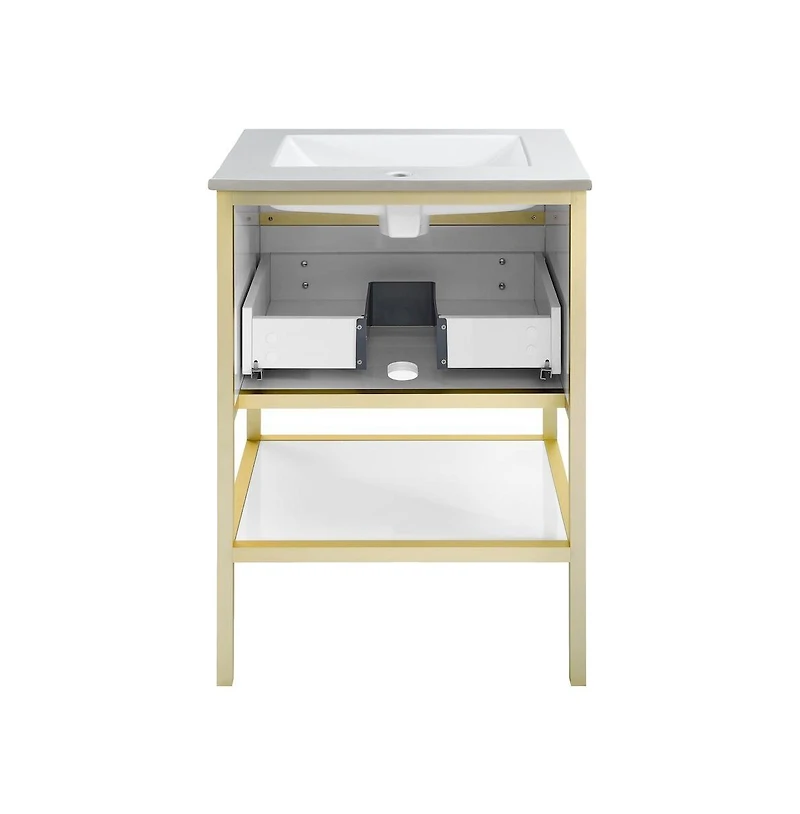 Swiss MadisonCache 24" Freestanding Bathroom Vanity in White with Sink Top