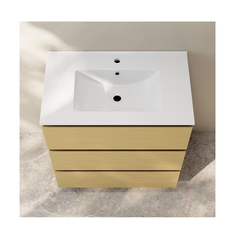 Liberte 30" Freestanding Bathroom Vanity in Natural Oak with Sink Top