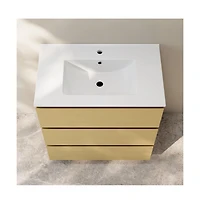 Liberte 30" Freestanding Bathroom Vanity in Natural Oak with Sink Top