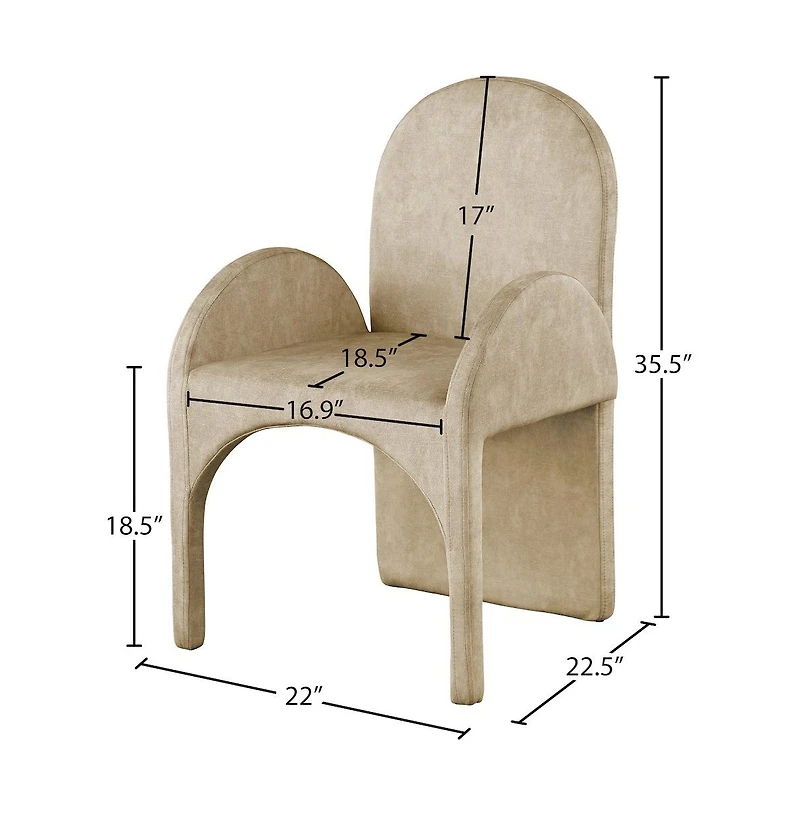 Meridian Furniture Summer Velvet Dining Arm Chair, Set of 2