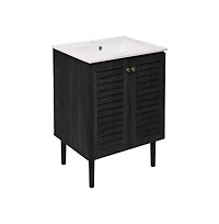 Swiss Madison Bron 24" Freestanding Bathroom Vanity in Black Oak with Sink Top