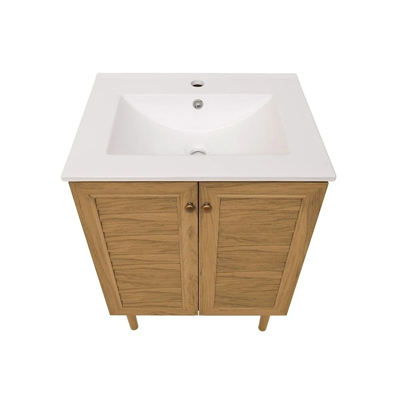 Bron 24" Freestanding Bathroom Vanity in Golden Oak with Sink Top