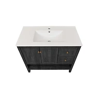 Chateau 36" Freestanding Bathroom Vanity in Black Oak with Sink Top