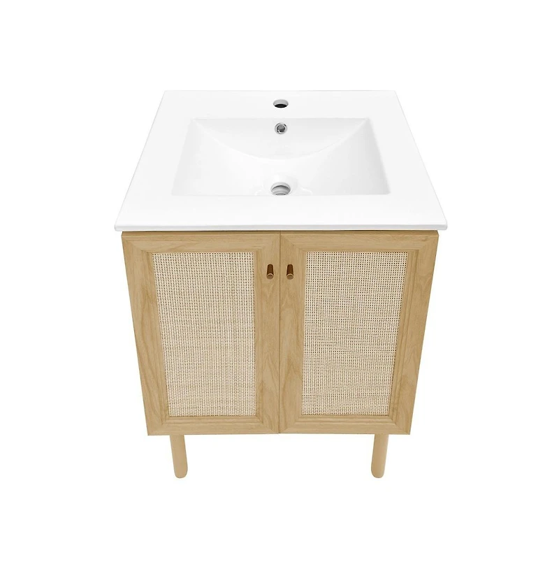 Swiss MadisonClasse 24" Freestanding Bathroom Vanity in Natural Oak with Sink Top
