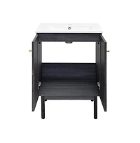 Swiss Madison Classe 24" Freestanding Bathroom Vanity in Black Oak with Sink Top