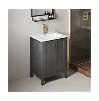 Avallon 24" Freestanding Bathroom Vanity in Black with Sink Top